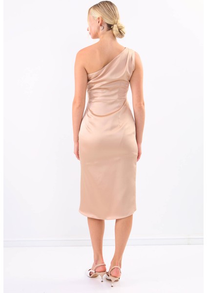 Tek Omuz Saten Elbise