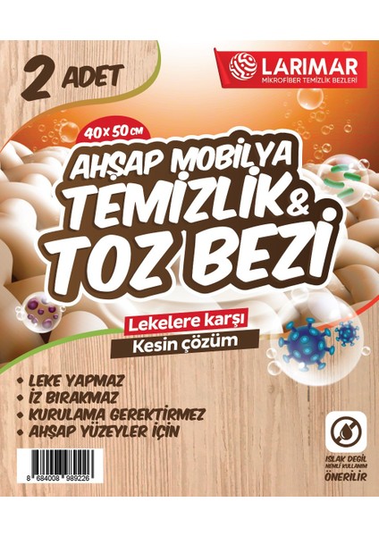 2 Adet Ahşap Mobilya ve Hassas Yüzeyler Için Toz Temizlik Bezi Toz Alma 40X50 cm Büyük Boy