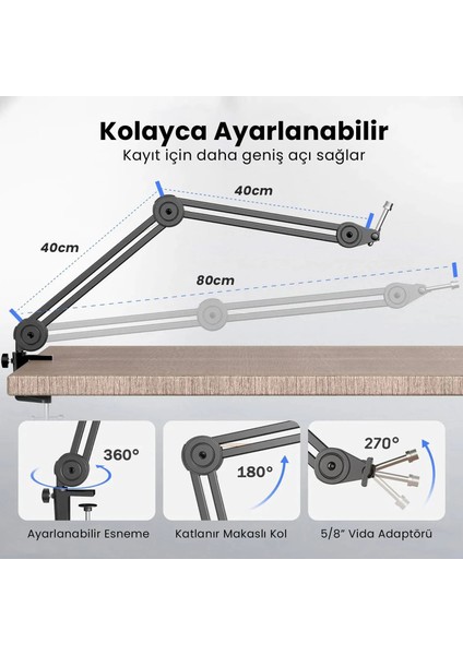 BM63 Masa Üstü Mikrofon Standı - Ayaklık - Sehpa 40X40CM