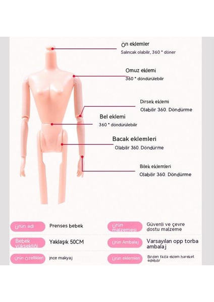 Go Biz 50CM Prenses Oyuncak Bebek, Emaye Bebek, Oyuncak Bebek, Kız Çocuk Hediye Oyuncak (Yurt Dışından)