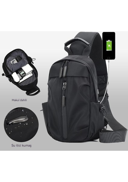 Iş Erkek Göğüs Çantası, Açık Hava Ultralight Seyahat Omuz Messenger Çanta, Çok Fonksiyonlu Omuz Göğüs Çantası (Yurt Dışından)