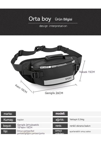 Go Biz Erkek Büyük Kapasiteli Fanny Paketi, Yansıtıcı Naylon Messenger Çanta, Moda Göğüs Çantası (Yurt Dışından)