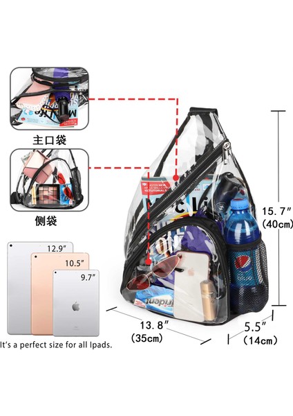 Şeffaf Pvc Su Geçirmez Messenger Çanta, Günlük Göğüs Çantası, Spor Seyahat Omuz Çantası (Yurt Dışından) fiyatları