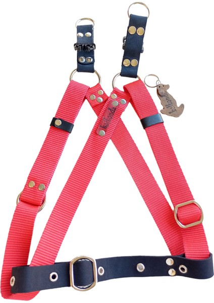 Köpek göğüs tasması hakiki deri kırmızı kolon orta ve büyük ırk genişlik:2,5cm göğüs ölçüsü:50-90cm ayarlamalı dog harness GT5-18