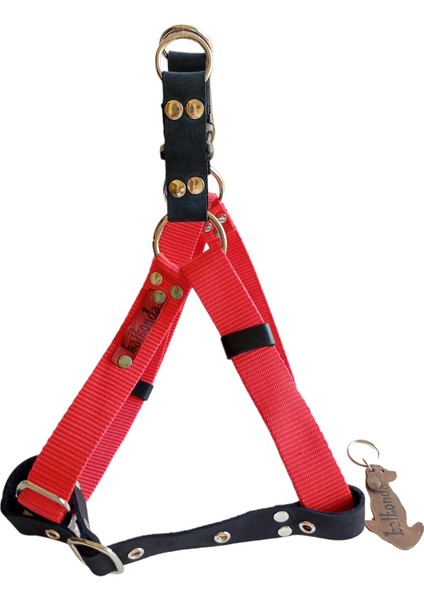 Köpek göğüs tasması hakiki deri kırmızı kolon orta ve büyük ırk genişlik:2,5cm göğüs ölçüsü:50-90cm ayarlamalı dog harness GT5-18