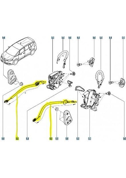 Kapı Ic Acma Telı Kısa Arka Sag-Sol Megane Iv-Megane Iv Sedan-Espace V Oek 825001717R Oem