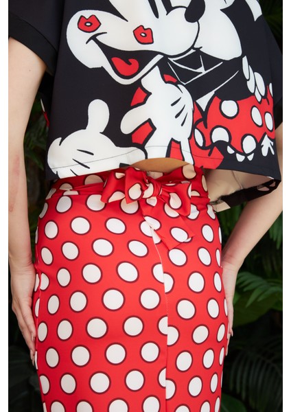 Marina Boutique Mickey Fiyonk Detaylı Crop Etek Takım