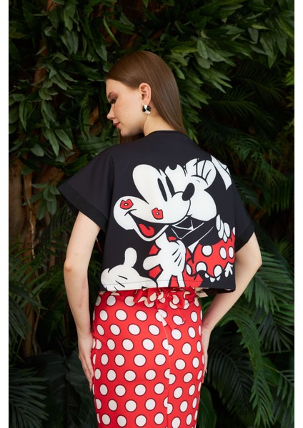 Marina Boutique Mickey Fiyonk Detaylı Crop Etek Takım