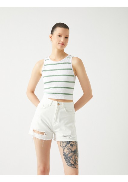 Crop Fitilli Atlet Basic Halter Yaka