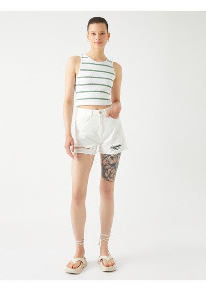 Crop Fitilli Atlet Basic Halter Yaka