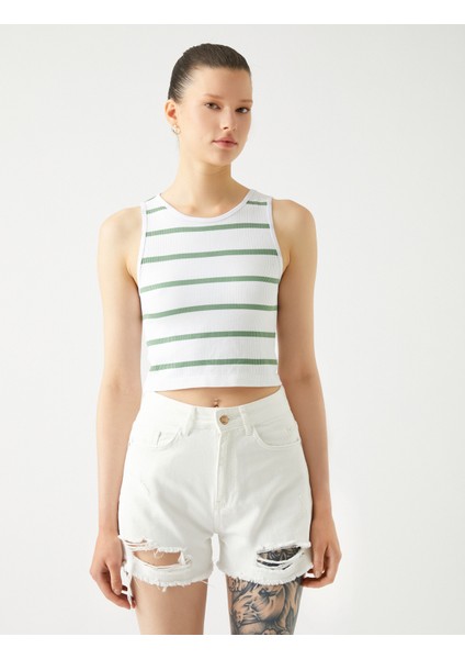 Crop Fitilli Atlet Basic Halter Yaka
