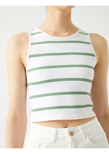 Crop Fitilli Atlet Basic Halter Yaka