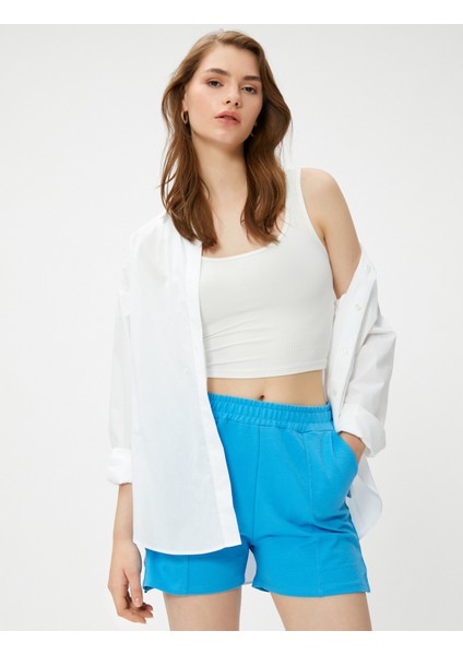 Nervürlü Rahat Kısa Şort Beli Lastikli fiyatları