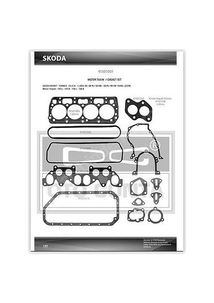 Motor Takım Contası Kecesız Favorıt Otoconta 41501001 Oem