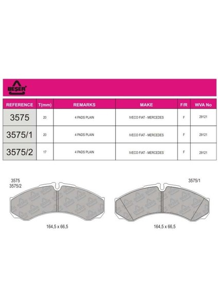 On Fren Disk Balata Daily 99-06 Beser 3575 Oem