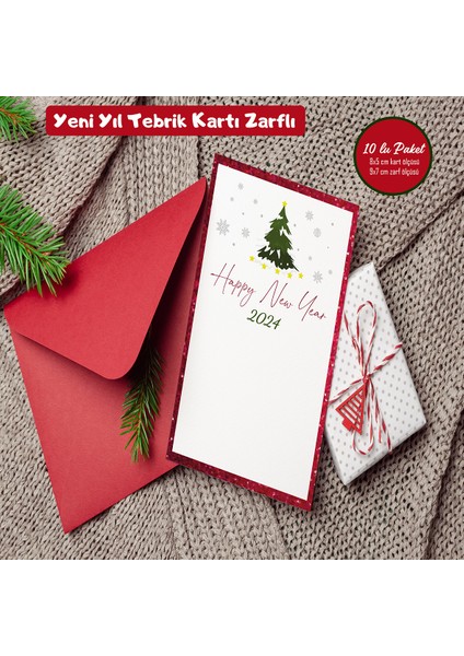Yılbaşı Yeni Yıl Mini Zarflı Not ve Tebriik Kartı Seti 10 Lu