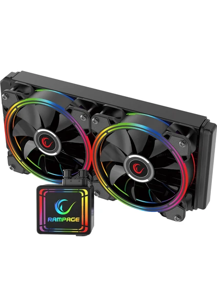 AQUA240-RGB Çift Fan 120x278x27mm Cpu Soğutucu  Sıvı Soğutma Sistemi