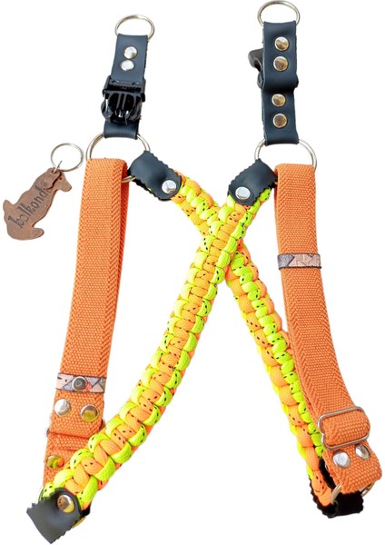 Köpek göğüs tasması turuncu paracort örgülü genişlik:3cm göğüs ölçüsü:60-85cm ayarlamalı dog harness GT2-14