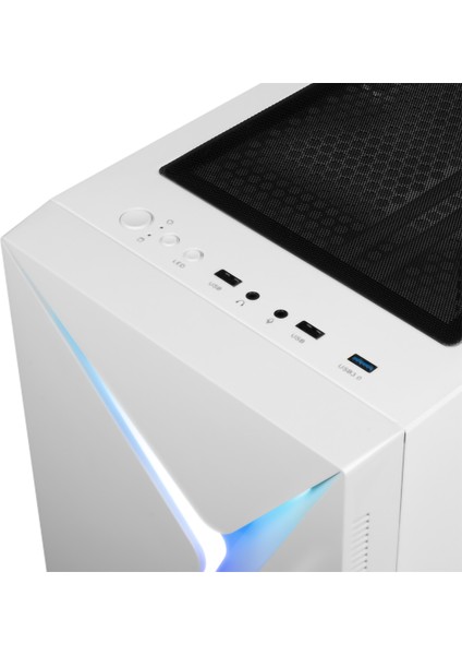 Gamdıas Argus E4 Elite Wh, 500W, Tempered Glass, Argb, Atx, White Edition, Gamıng Kasa