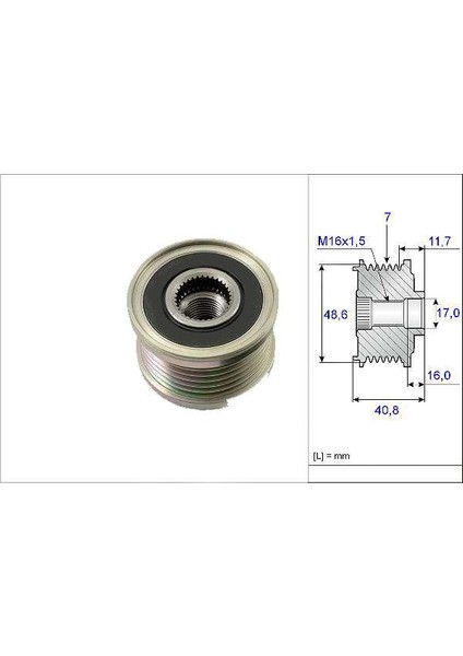 Alternator Kasnagı Captur 13- 0.9 Tce 1.2 Tce Master Iıı 10- 2.3 Dcı Trafıc Iı 06- 2.0 Dcı Clıo Iv 12- 0.9 Tce 1.2 Tce Megane Iv 16- 1.3 Tce 7 Kanal Valeo 588027 Oem