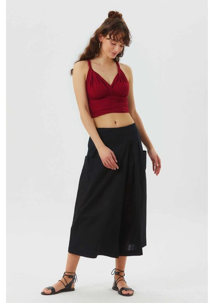 Bağlamalı Sırt Detaylı Şık Crop Bluz modelleri