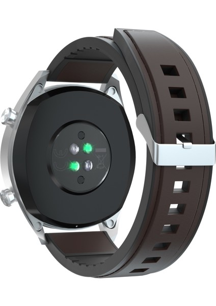 22MM Deri Kaplamalı Silikon Saat Bandı Kayış Gümüş Toka Huawei Saat Gt - Kahve (Yurt Dışından) fiyatları