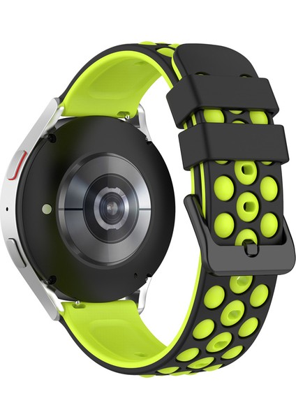 Samsung Huawei Huami Garmin Polar Universal Saat Kayış Silikon 22MM Çok Yuvarlak Delikli Saat Bandı - Siyah / Yeşil (Yurt Dışından)