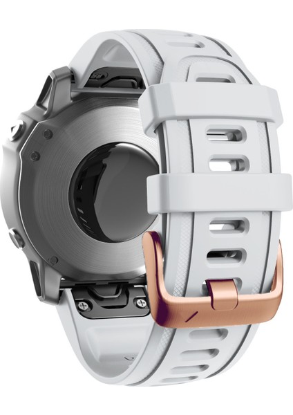 Garmin Fenix ​​7s / 6s Pro / 5s Için Saat Grubu Plus / Instinct 2s 20MM Silikon Yedek Kayışı Gül Altın Tokalı - Beyaz (Yurt Dışından)
