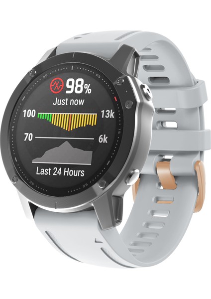 Garmin Fenix ​​7s / 6s Pro / 5s Için Saat Grubu Plus / Instinct 2s 20MM Silikon Yedek Kayışı Gül Altın Tokalı - Beyaz (Yurt Dışından)