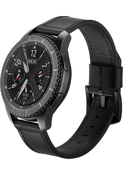 Samsung Gear S3 Classic/s3 Frontier Deri Saati Band 22MM - Siyah (Yurt Dışından)