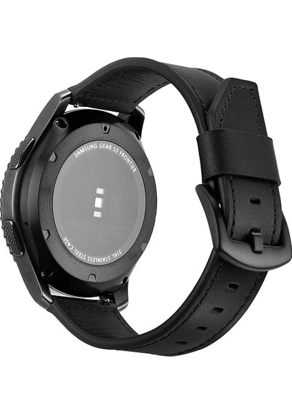 Samsung Gear S3 Classic/s3 Frontier Deri Saati Band 22MM - Siyah (Yurt Dışından)