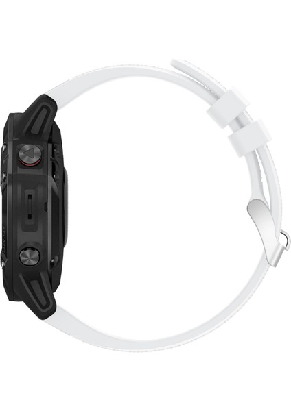 Garmin Fenix ​​7x/6x Safir Gps/6x Pro/6x Gps/5x Gps/5x Artı Silikon Spor Saat Band Gümüş Toka ile Ayarlanabilir Saat Kayışı - Beyaz (Yurt Dışından) modelleri