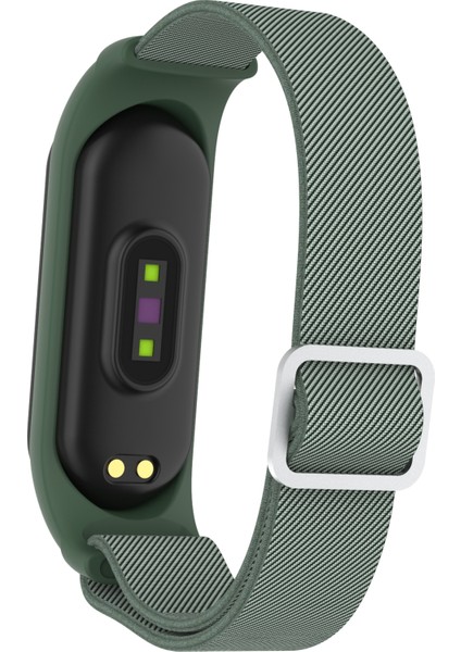 Xiaomi Mi Band 3/4/5/6 Için Elastik Naylon Akıllı Saat Kayışı Yedek Saat Bandı - Koyu Yeşil (Yurt Dışından)