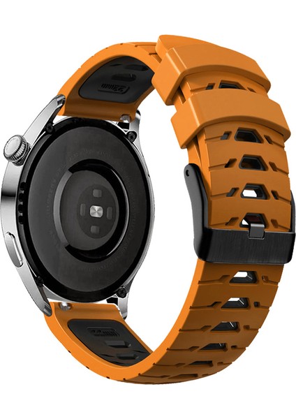Huawei Için Gt Runner/garmin Venu 2/vivoaktif 4 Trapezoid Üç Sıralı Delik Saat Kayış Çift Renkli Silikon Bilek Band - Turuncu/siyah (Yurt Dışından)