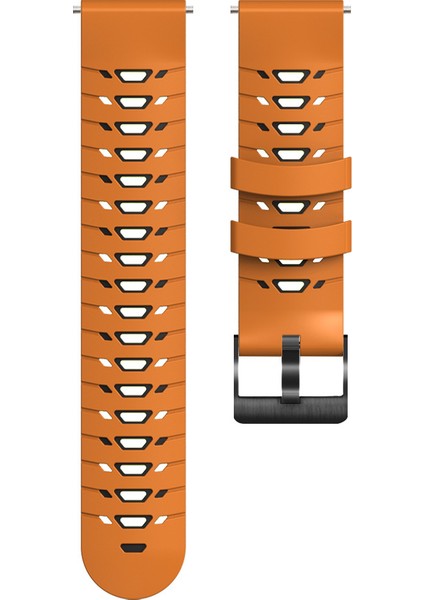 Huawei Için Gt Runner/garmin Venu 2/vivoaktif 4 Trapezoid Üç Sıralı Delik Saat Kayış Çift Renkli Silikon Bilek Band - Turuncu/siyah (Yurt Dışından)