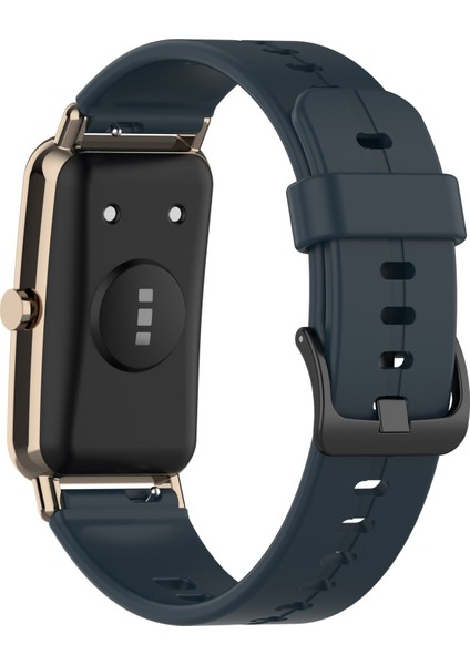 Su Geçirmez Yumuşak Düz Renkli Silikon Saat Kayış Bileği Huawei Için Tokalı ile Fit Mini - Gece Mavisi (Yurt Dışından)