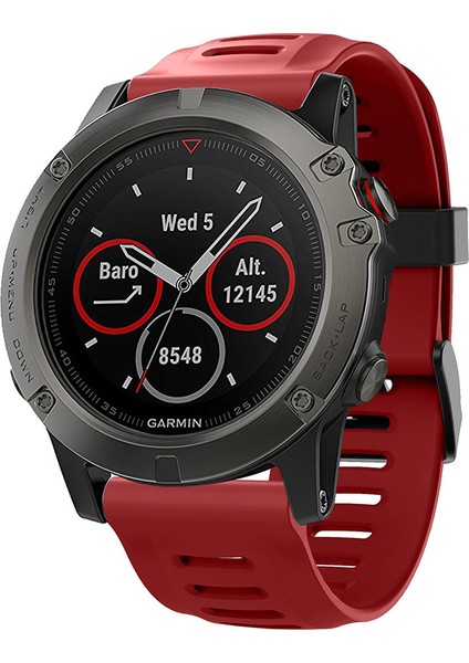 Garmin Fenix ​​5x/fenix ​​3 Metal Toka Akıllı Saat Kayışı Için Silikon Saat Bando Bileziği - Kırmızı (Yurt Dışından)
