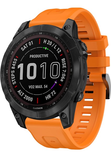 Garmin Fenix ​​7 / Fenix ​​6 Pro / 5 / Amazffit Falcon Için Esnek Silikon Saat Band Tokalı Şık Bilek Kayışı - Turuncu (Yurt Dışından)