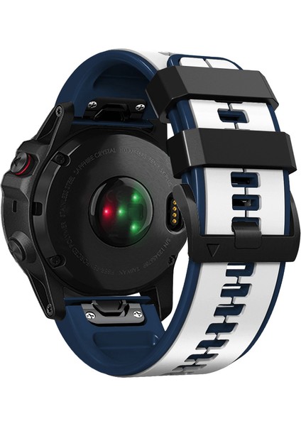 Garmin Tactix 7 Pro / Fenix ​​7x / Fenix ​​6x Pro Silikon Bilek Kayışı Yedek Çift Renkli Akıl Watch Band 26MM - Beyaz / Mavi (Yurt Dışından)