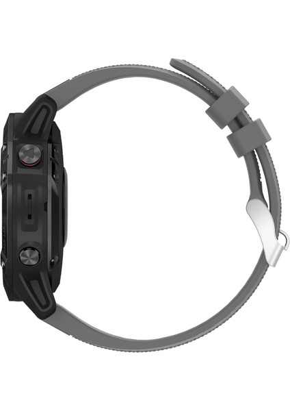Garmin Fenix ​​7x/6x Safir Gps/6x Pro/6x Gps/5x Gps/5x Artı Silikon Spor Saat Band Gümüş Toka ile Ayarlanabilir Saat Kayışı - Gri (Yurt Dışından) modelleri