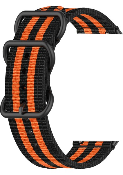 Garmin Venue 2s / Vivoaktif 4s 18MM Naylon Saat Kayışı Üç Ağır Toka Saat Bandının Değiştirilmesi - Siyah / Turuncu (Yurt Dışından)