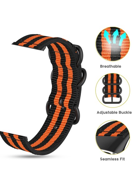 Garmin Venue 2s / Vivoaktif 4s 18MM Naylon Saat Kayışı Üç Ağır Toka Saat Bandının Değiştirilmesi - Siyah / Turuncu (Yurt Dışından) fırsatları