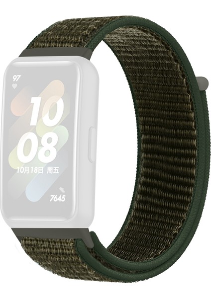 Huawei Band 7 Naylon Için Saat Kayışı Ayarlanabilir Döngü Bağlantı Elemanı Yedek Spor Bileği Band - Asker Yeşili (Yurt Dışından)