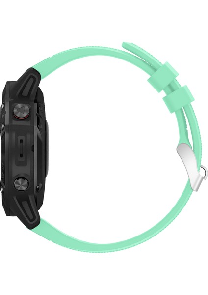 Garmin Fenix ​​7x/6x Safir Gps/6x Pro/6x Gps/5x Gps/5x Artı Silikon Spor Saat Band Gümüş Toka ile Ayarlanabilir Saat Kayışı - Cyan (Yurt Dışından) modelleri