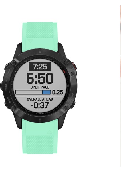Garmin Fenix ​​7x/6x Safir Gps/6x Pro/6x Gps/5x Gps/5x Artı Silikon Spor Saat Band Gümüş Toka ile Ayarlanabilir Saat Kayışı - Cyan (Yurt Dışından) indirimleri