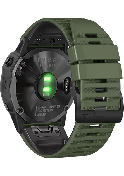 Garmin Tactix Için Delta / Enduro Yatay Stripes Silikon Saat Kayışı Ayarlanabilir Bilek Bandı - Ordu Yeşil / Siyah (Yurt Dışından)