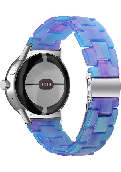Google Pixel Için Slim Light Reçine Bandı Sport Strap Bileziği Paslanmaz Çelik Tokalı - Mavi Mor Karışım (Yurt Dışından)