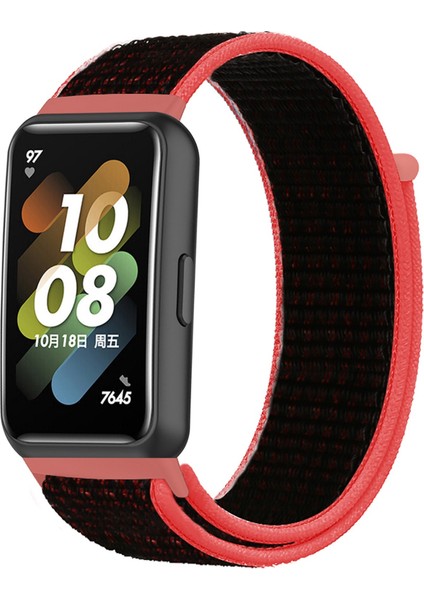 Huawei Band 7 Naylon Için Saat Kayışı Ayarlanabilir Döngü Bağlantı Elemanı Yedek Spor Bileği Bandı - Kırmızı / Siyah (Yurt Dışından) fırsatları