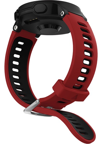 Garmin Forerunner Için 235 / 230/620/630 / 220 /735 / 735XT Silikon Saat Grubu Watchme Kayışı Yedek Parça Evrensel 22MM Saat Bandı - Koyu Kırmızı / Siyah (Yurt Dışından) modelleri
