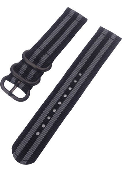 Garmin Forerunner 255S / Venu 2s / Xiaomi Mi Saat Yedek Kayış 18MM Naylon Saat Bandı - Siyah / Gri (Yurt Dışından)